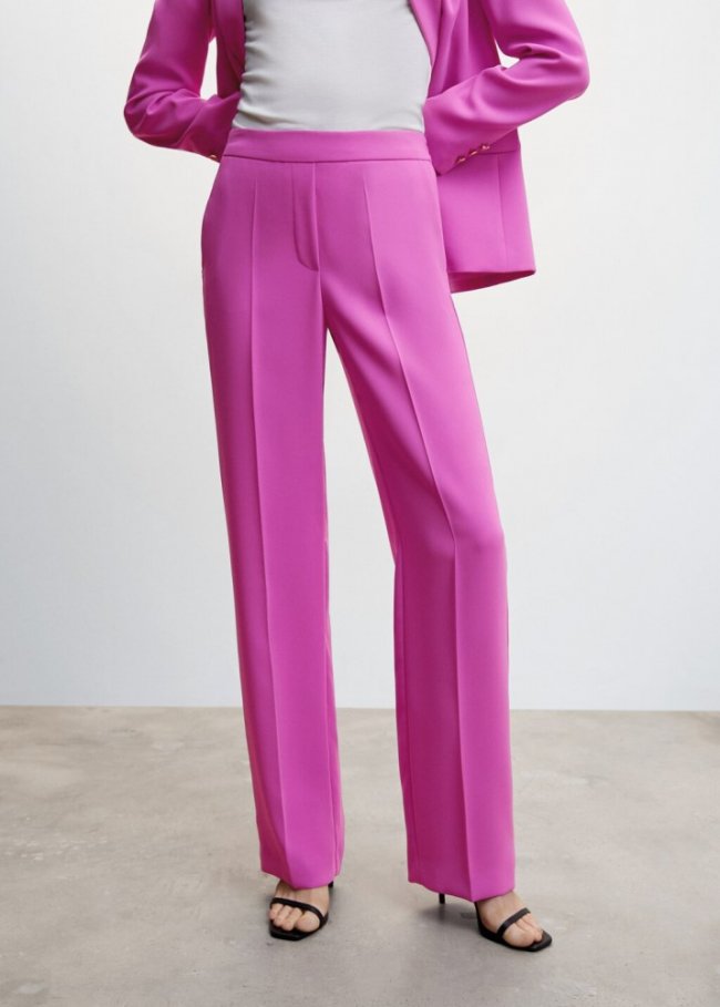 Mango Pantalón traje cintura elástica - Morado