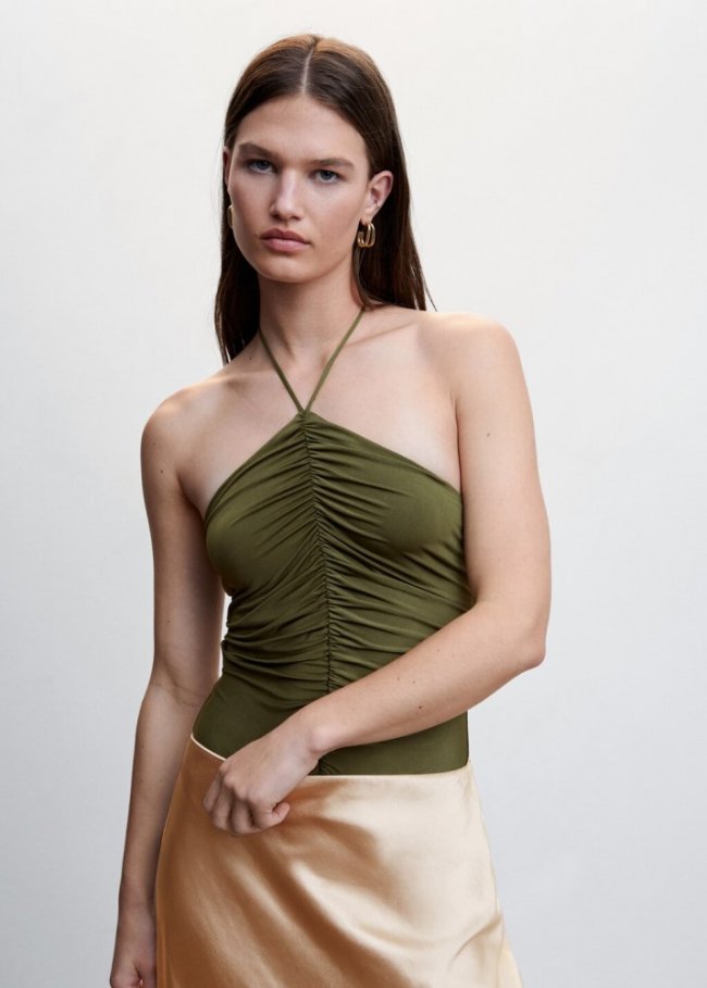 Mango Body cuello halter - Khaki