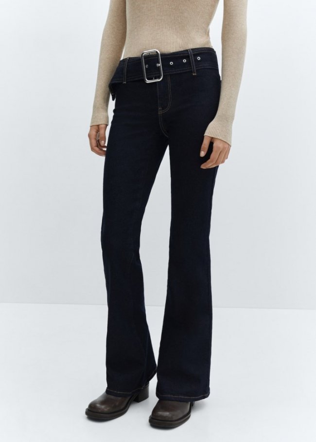 Mango Jeans flare cinturón - Azul