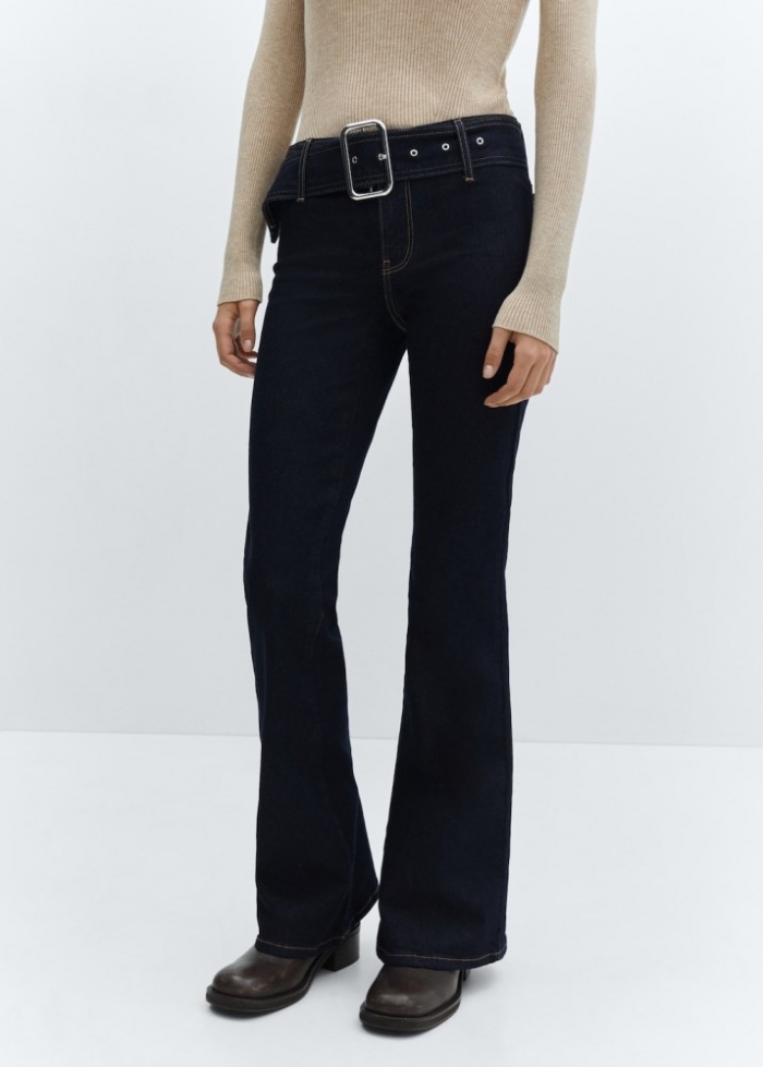 Mango Jeans flare cinturón - Azul