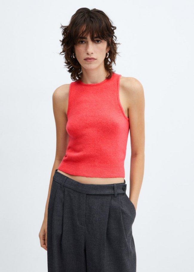 Mango Top punto tirantes - Rojo coral