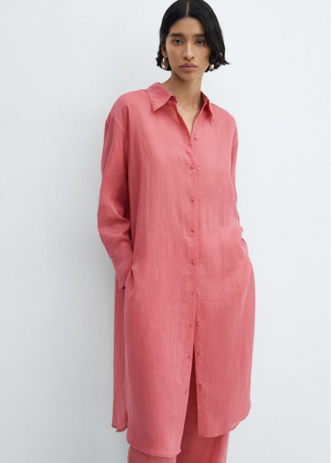 Mango Camisa oversize aberturas - Rosa chicle