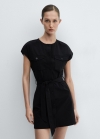 Mango Vestido lazo detalle bolsillos - Negro