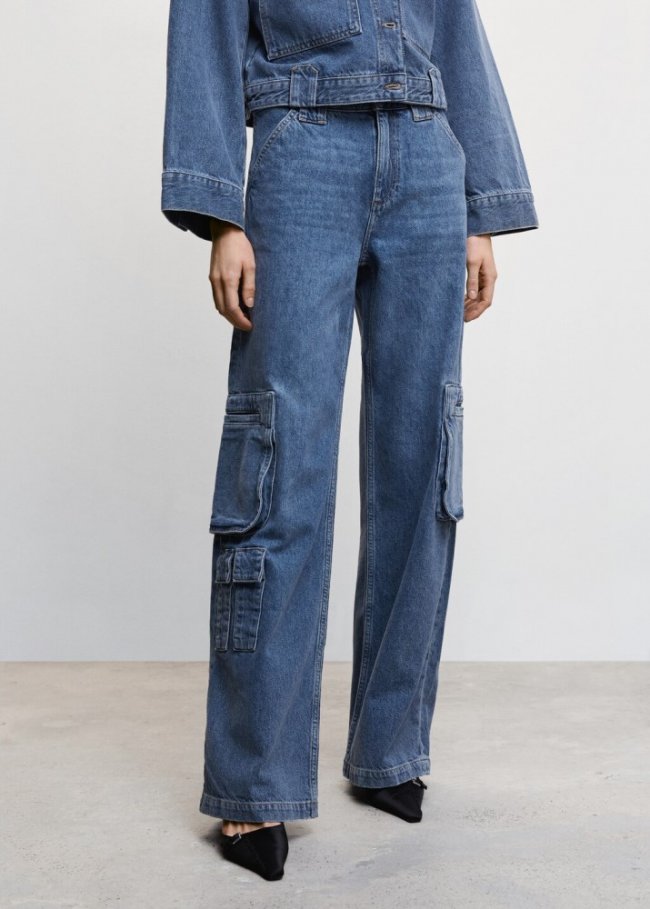 Mango Jeans cargo multibolsillos - Azul medio