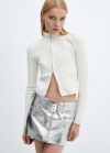 Mango Minifalda metalizada cinturón - Plata