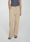 Mango Pantalón algodón cintura elástica - Arena