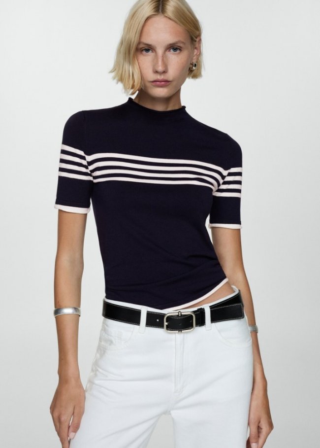 Mango Jersey rayas punto fino - Azul marino oscuro