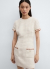 Mango Vestido tweed bolsillos - Crudo