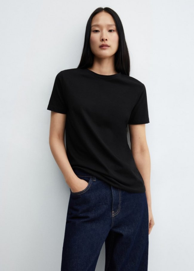Mango Camiseta 100% algodón - Negro