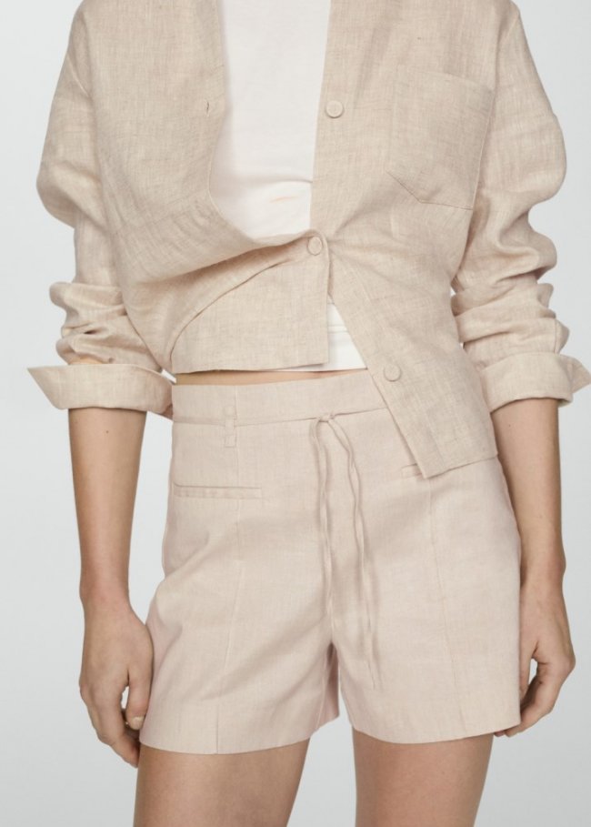 Mango Shorts lino lazo - Beige
