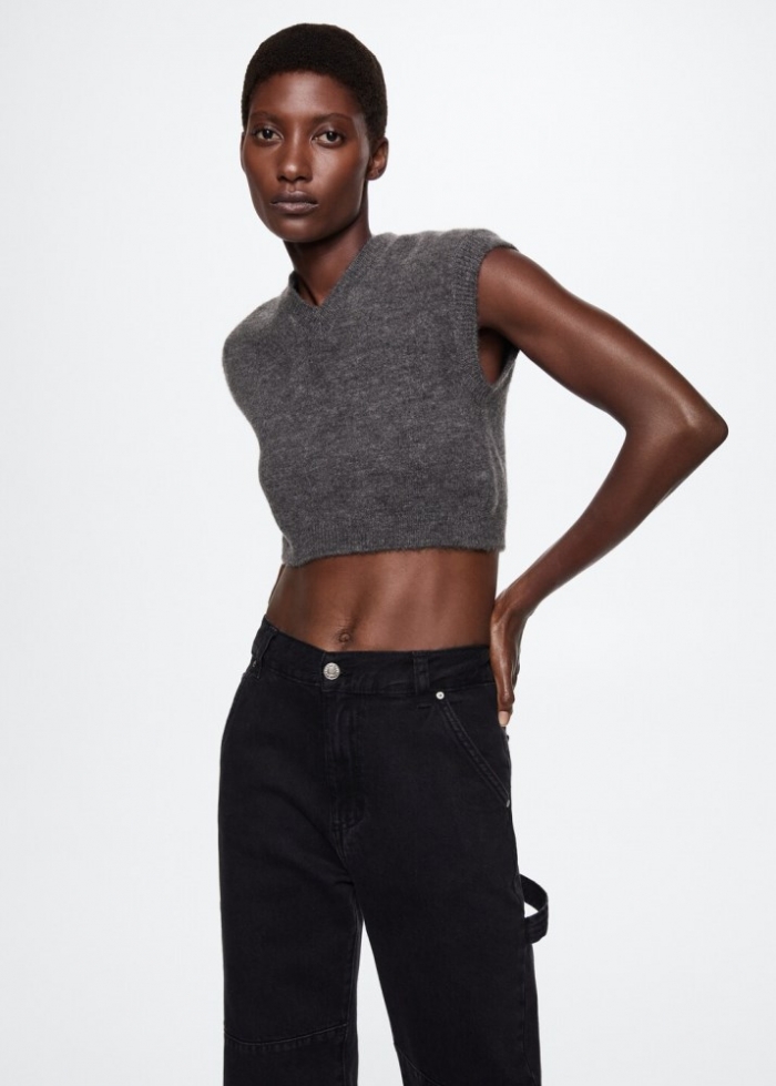 Mango Jeans cargo bolsillos - Denim negro