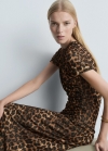 Mango Vestido leopardo detalles fruncidos - Marrón