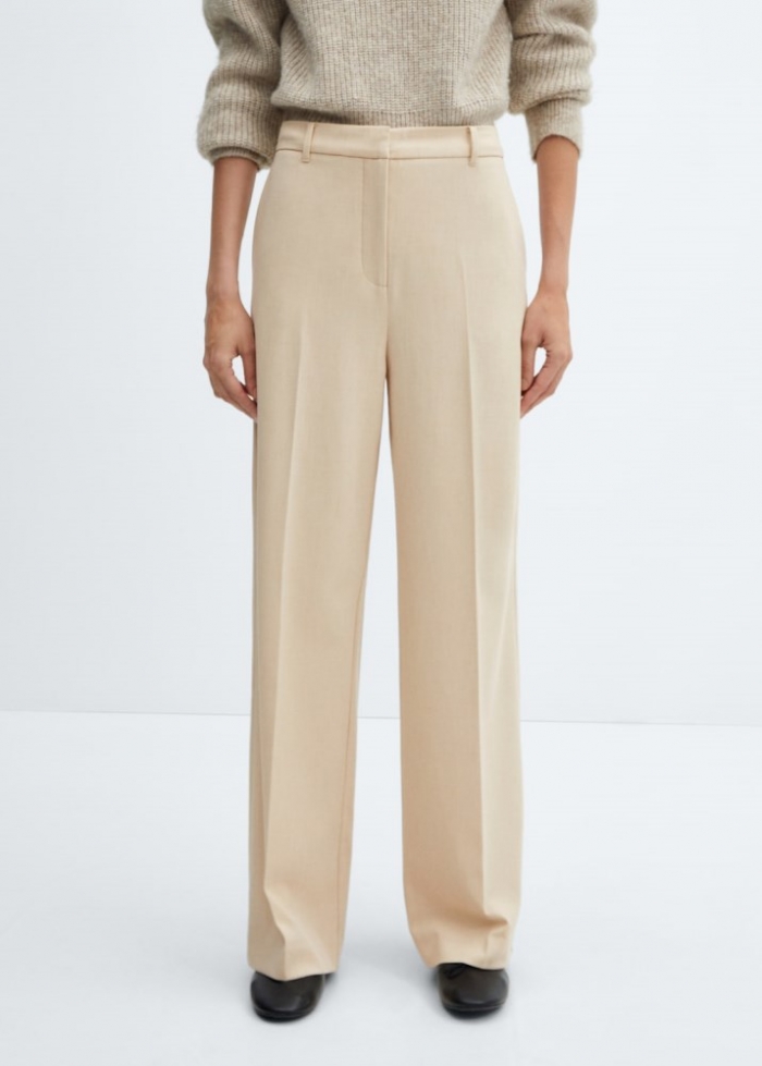 Mango Pantalón wideleg tiro bajo - Beige