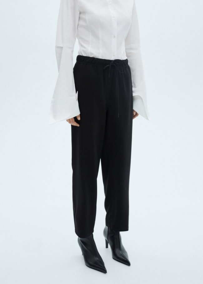 Mango Pantalón jogger cordón - Negro