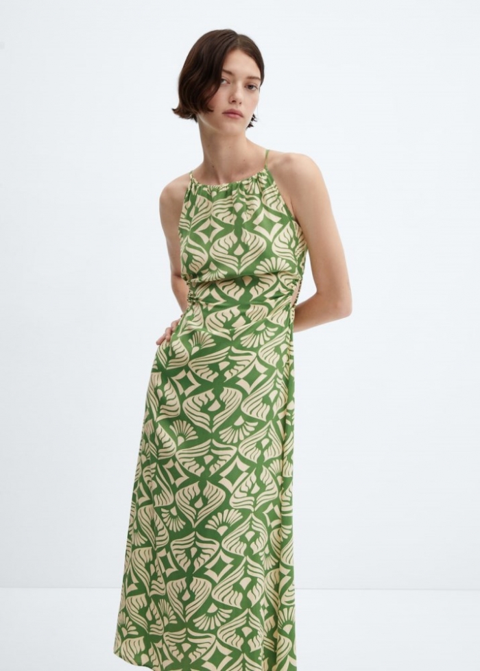 Mango Vestido estampado aberturas - Verde