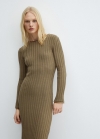 Mango Vestido punto canalé - Khaki