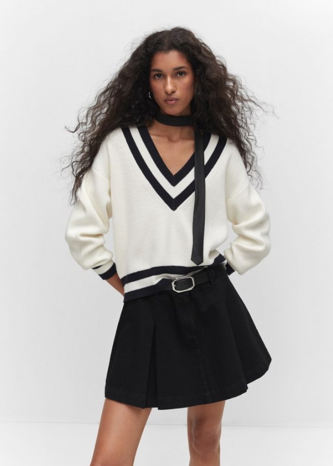 Mango Minifalda vaquera pinzas - Denim negro