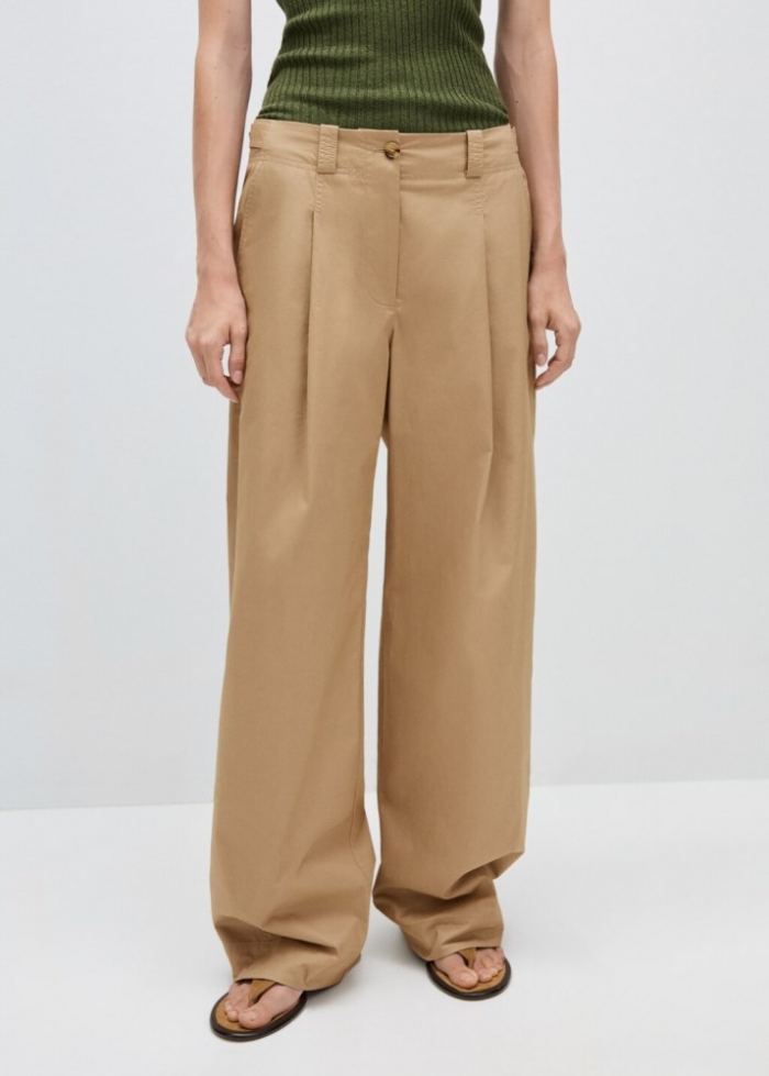 Mango Pantalón pinzas wideleg - Beige