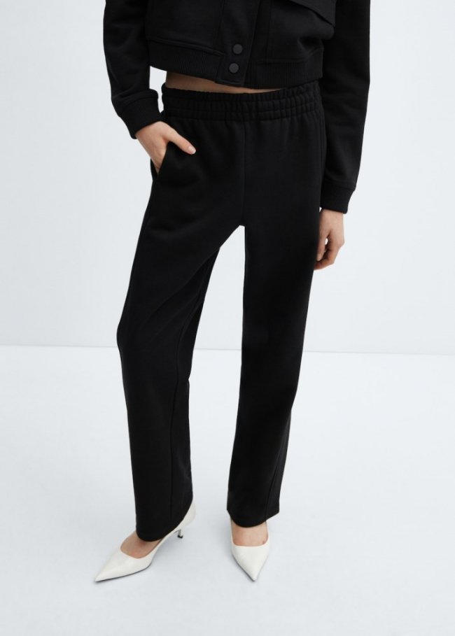 Mango Pantalón jogger algodón - Negro
