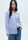 Mango Camisa fluida rayas - Azul celeste