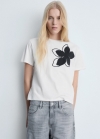 Mango Camiseta algodón estampada - Negro