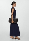Mango Vestido algodón cuello pico - Azul marino oscuro