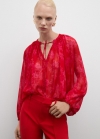 Mango Blusa semitransparente estampado floral - Rojo