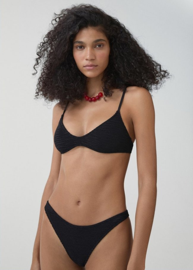 Mango Braguita bikini textura - Negro