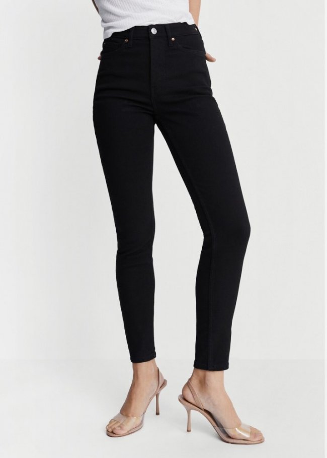 Mango Jeans skinny tiro alto - Denim negro