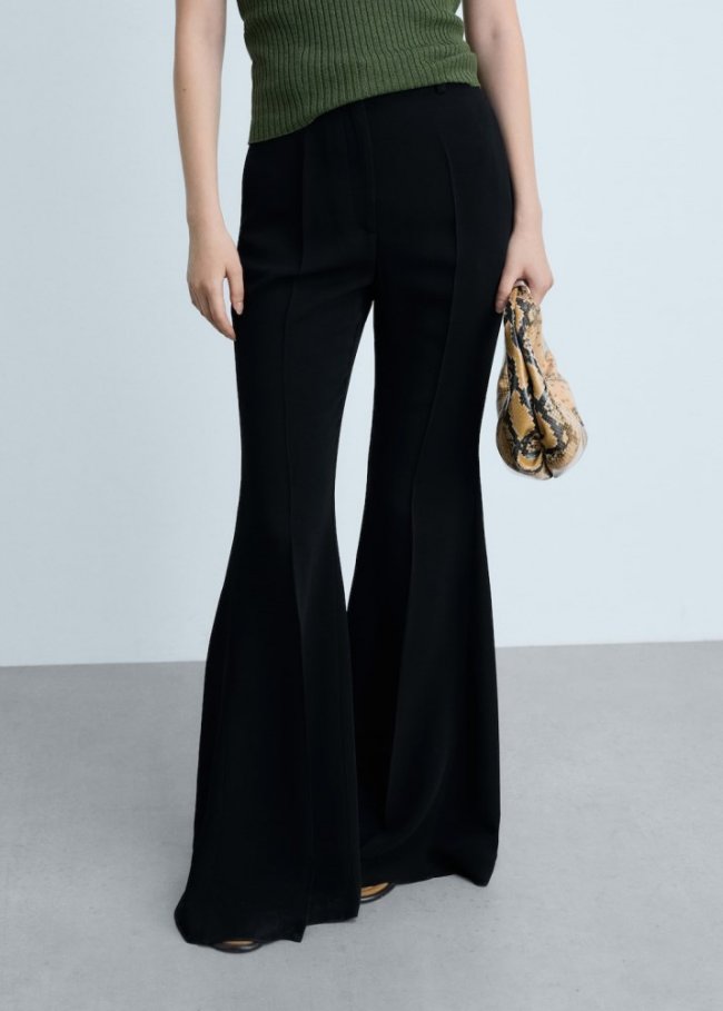 Mango Pantalón maxi flare - Negro