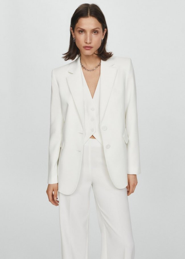 Mango Americana traje recta - Blanco