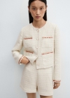Mango Chaqueta tweed botones - Crudo