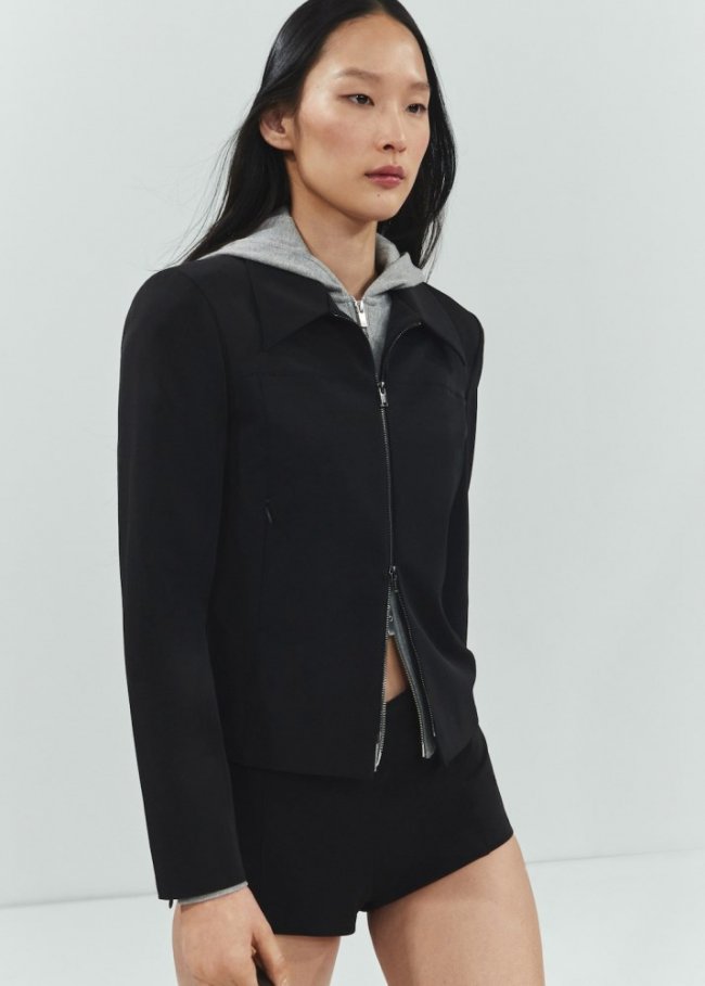 Mango Chaqueta entallada cremallera - Negro