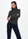 Mango Camiseta manga larga cuello alto - Gris oscuro vigoré