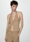 Mango Top halter bolsillo - Marrón