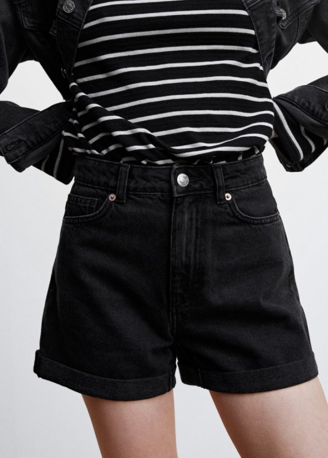 Mango Shorts vaqueros mom-fit - Denim negro