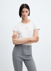 Mango Camiseta algodón logo - Blanco