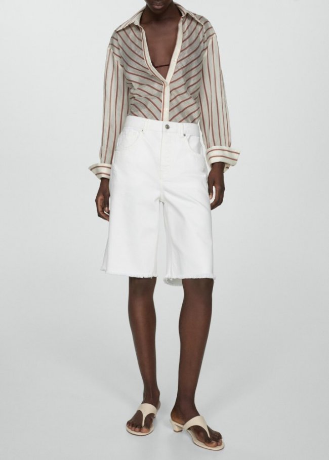 Mango Bermudas vaqueras rectas - Blanco