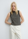 Mango Top rayas algodón - Negro