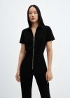 Mango Mono pana cremallera - Negro