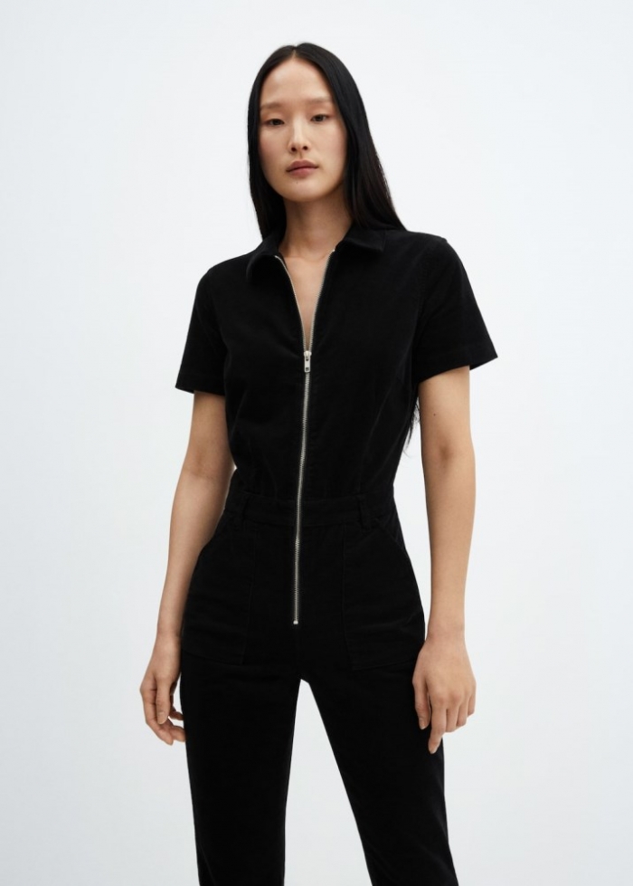 Mango Mono pana cremallera - Negro