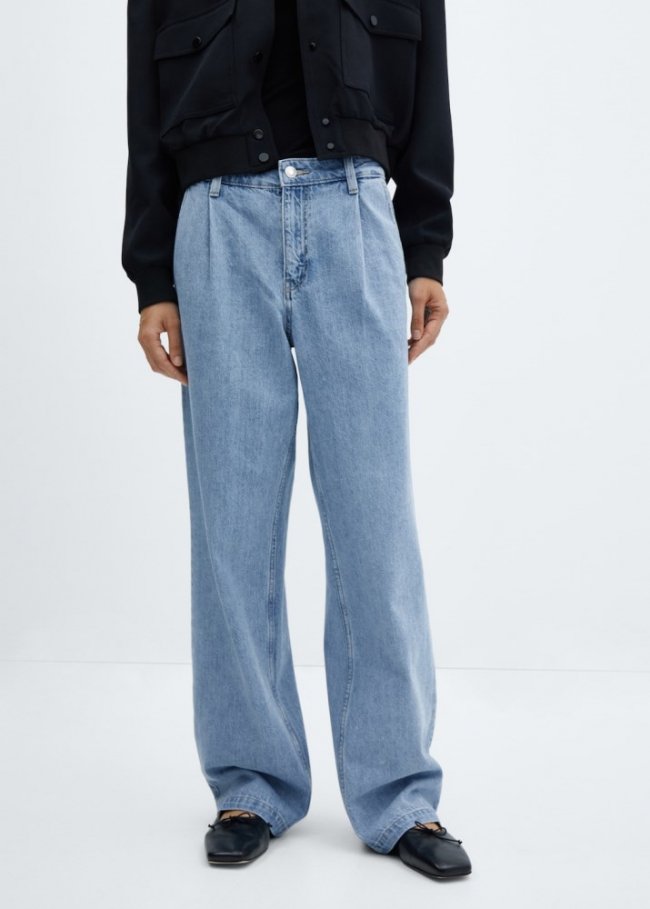 Mango Jeans rectos pinzas - Azul medio