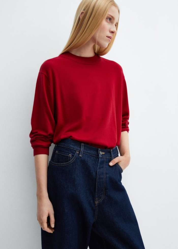 Mango Jersey punto cuello redondo - Rojo