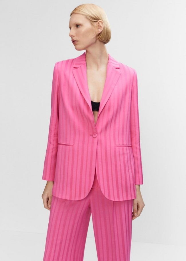 Mango Americana traje rayas - Fucsia