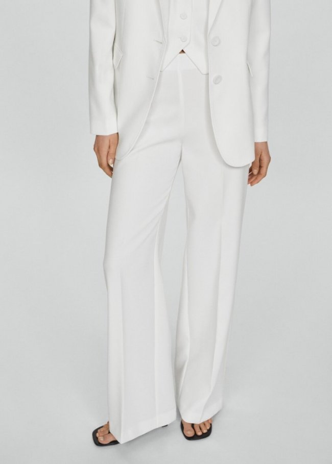 Mango Pantalón traje wideleg - Blanco