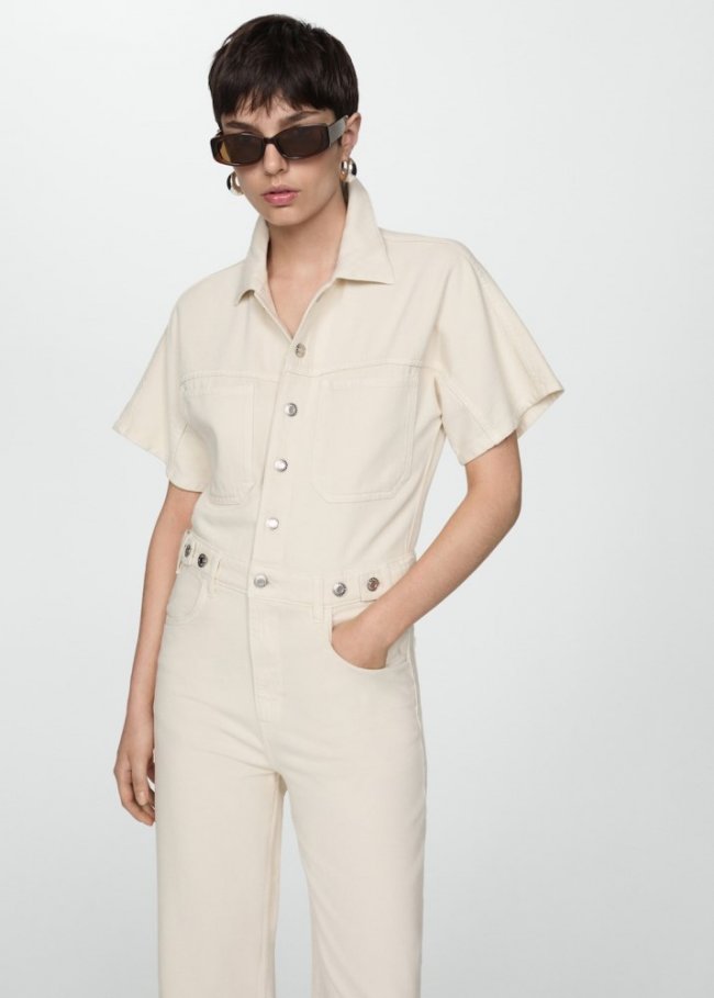 Mango Mono vaquero botones multiposición - Blanco roto