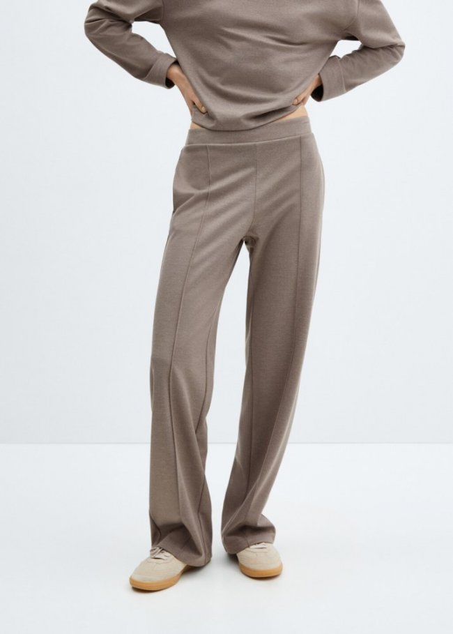 Mango Pantalón costuras decorativas - Marrón medio