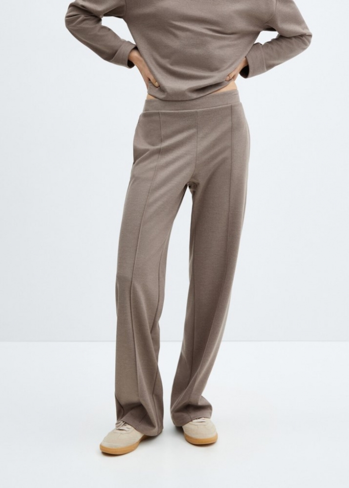 Mango Pantalón costuras decorativas - Marrón medio