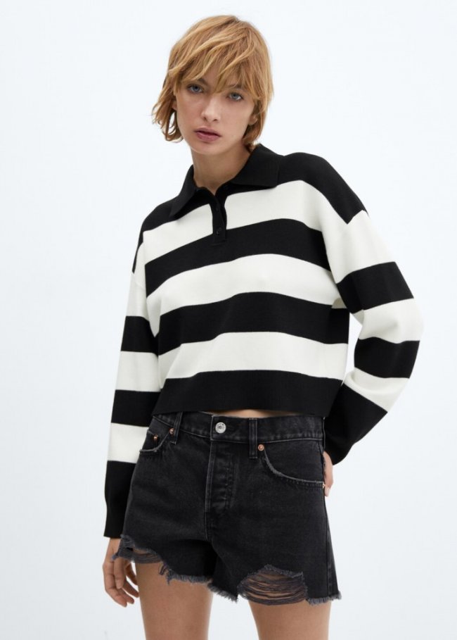Mango Shorts vaqueros rotos - Denim negro