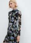 Mango Vestido asimétrico flores - Negro